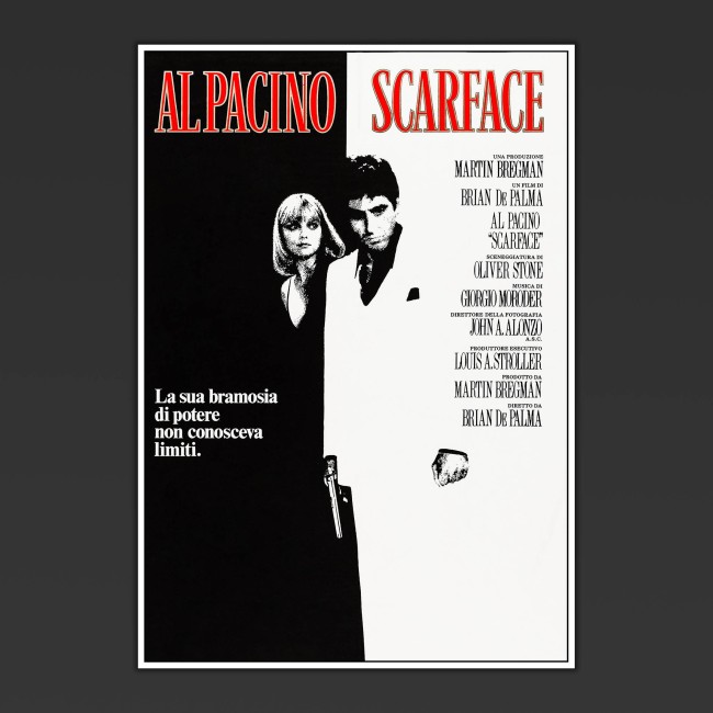 Poster Grande Cinema  Scarface Al Pacino Bianco e Nero
