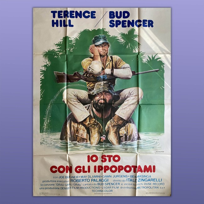 Manifesto Originale Io Sto Con Gli Ippopotami - Bud Spencer Terence Hill - 140x200 CM