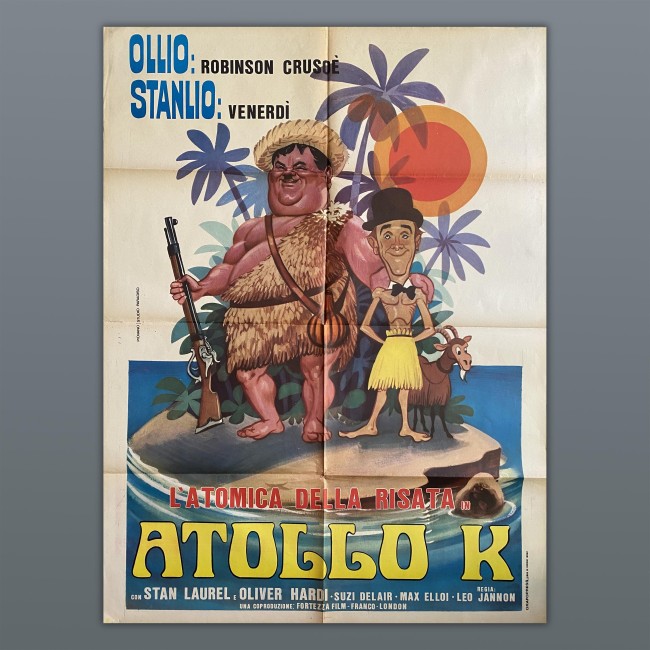 Locandina Poster Manifesto Vintage Cinema Poster 2F Atollo K Stanlio e Ollio Stan Laurel Oliver Hardy