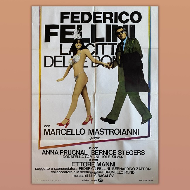 Manifesto 2F La Città Delle Donne - 1980 - Federico Fellini, Marcello Mastroianni
