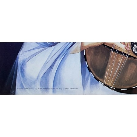 Poster Originale Pierrot Con MANDOLINO - Anni 90 - 96X68 CM