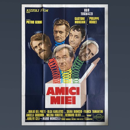 Manifesto Amici Miei 4F - 1975 -  Ugo Tognazzi, Gastone Moschin,  Philippe Noiret