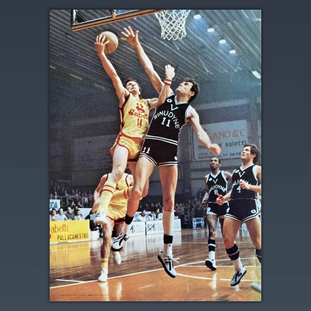 Sinudyne Bologna Vs Gabetti Pallacanestro Basket Poster Vintage Anni 80