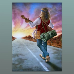 Hippy Solitario Design Raffaello Vagnini - Poster Vintage Anni 80