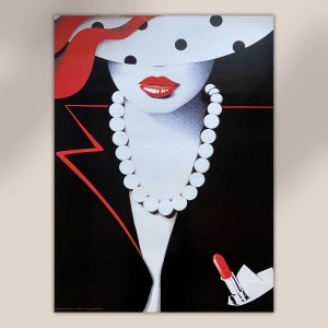 Poster Vintage Rossetto Rosso Donna Moda Fashion Style Anni 90 2