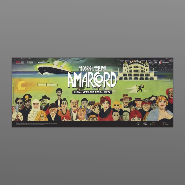 Amarcord Federico Fellini Locandina Riedizione 33X70 CM