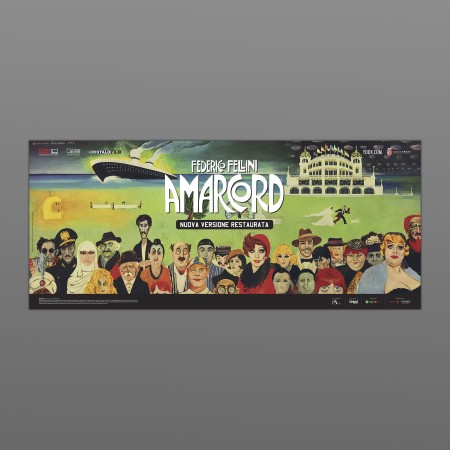 Amarcord Federico Fellini Locandina Riedizione 33X70 CM
