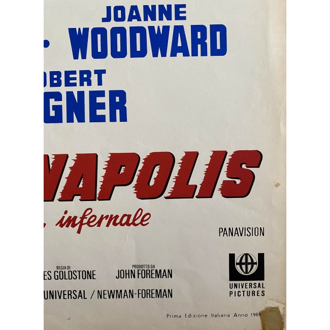 Indianapolis Pista Infernale - 1969 - Paul Newman - Locandina Cinematografica Originale Prima Edizione