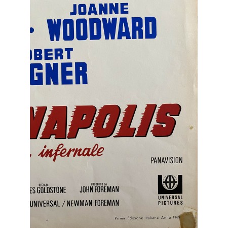 Indianapolis Pista Infernale - 1969 - Paul Newman - Locandina Cinematografica Originale Prima Edizione