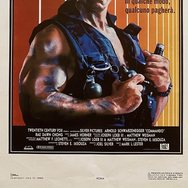 Locandina cinematografica originale Commando 1985 Schwarzenegger