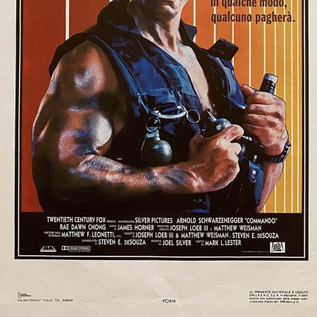 Locandina cinematografica originale Commando 1985 Schwarzenegger
