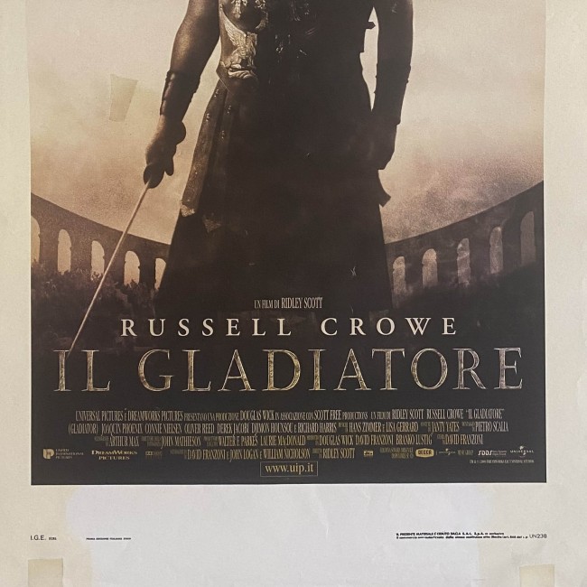 Locandina  cinematografica Il Gladiatore Gladiator Russell Crowe 2000