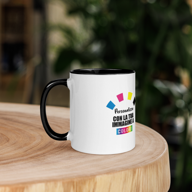 Tazza In Ceramica Bianca Con Interno Nero - Personalizzabile con foto, immagini, grafica, logo
