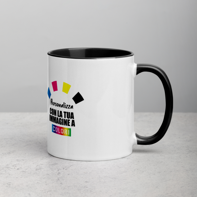 Tazza In Ceramica Bianca Con Interno Nero - Personalizzata