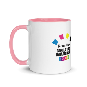 Tazza In Ceramica Bianca Con Interno Rosa - Personalizzata