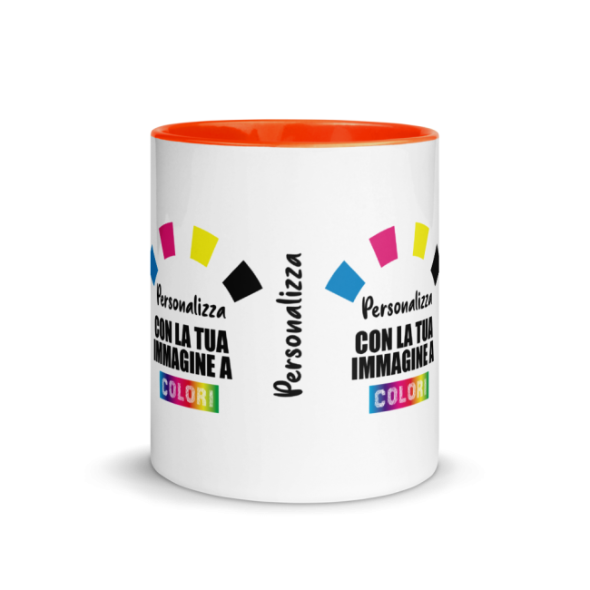 Tazza In Ceramica Bianca Con Interno Arancione - Personalizzata