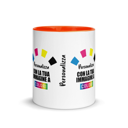 Tazza In Ceramica Bianca Con Interno Arancione - Personalizzata