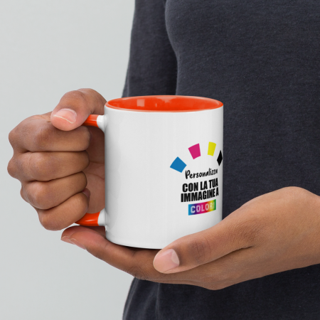 Tazza In Ceramica Bianca Con Interno Arancione - Personalizzata