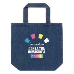 Borsa Shopping Bag Shopper Denim Jeans Personalizzata a colori, foto, grafica, immagini,logo