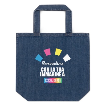 Borsa Shopping Bag Shopper Denim Jeans Personalizzata a colori, foto, grafica, immagini,logo
