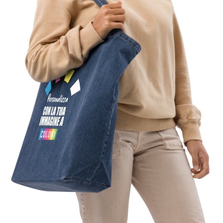 Borsa Shopping Bag Shopper Denim Jeans Personalizzata a colori, foto, grafica, immagini,logo