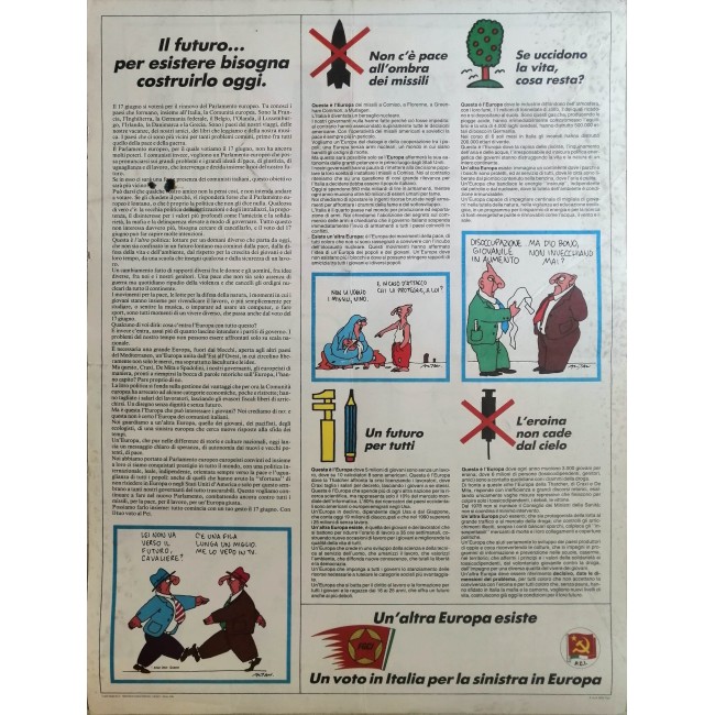 Poster Politico PCI Originale Anni 80 Esiste Un Altra Europa 49X65 CM