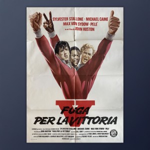 Manifesto Fuga Per La Vittoria - 1985 1 Ed. - 100x140 CM - Pelè, Sylvester Stallone