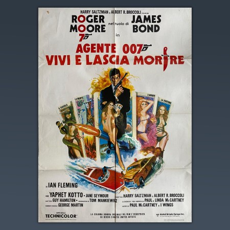 Manifesto Agente 007 Vivi E Lascia Morire Roger Moore - 1973 - 100X140 CM - 007 James Bond
