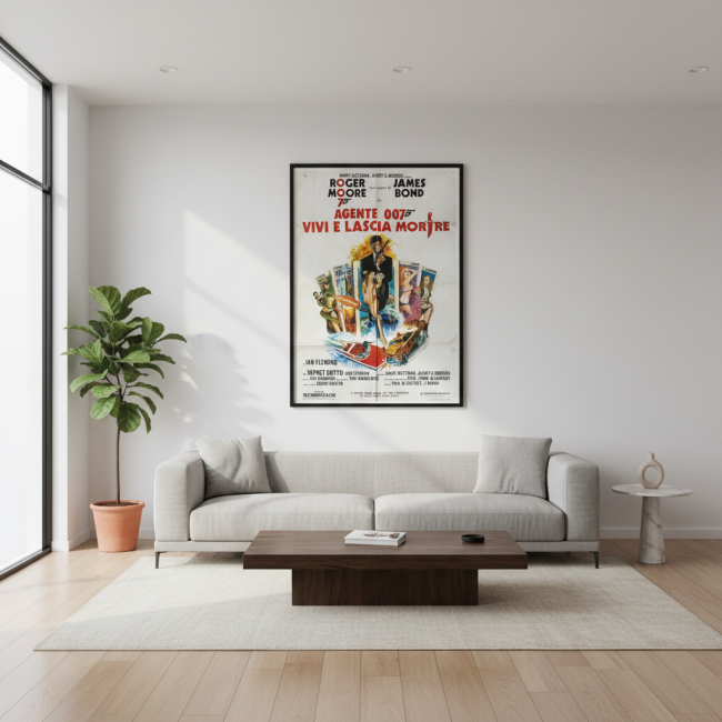 Manifesto Agente 007 Vivi E Lascia Morire Roger Moore - 1973 - 100X140 CM