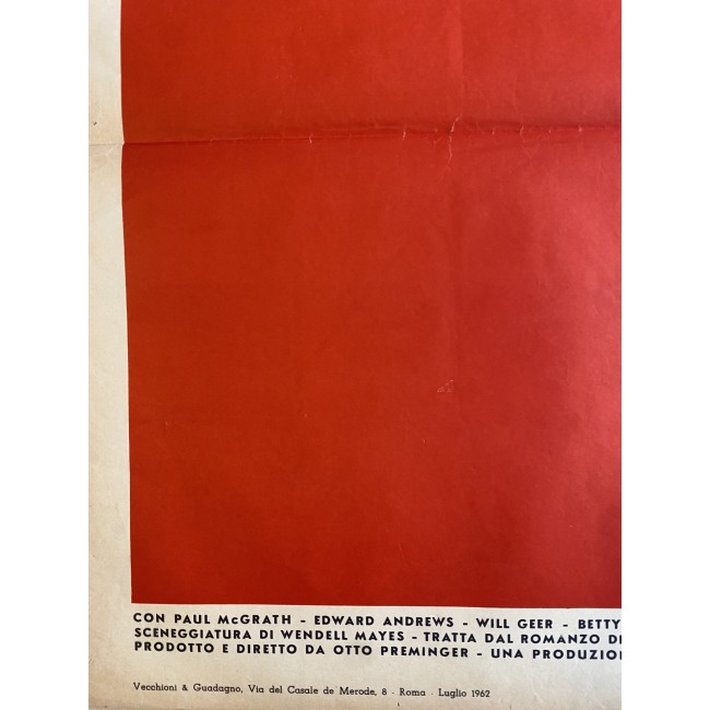 Manifesto Tempesta su Washington 1962 Otto Preminger 100X140 CM