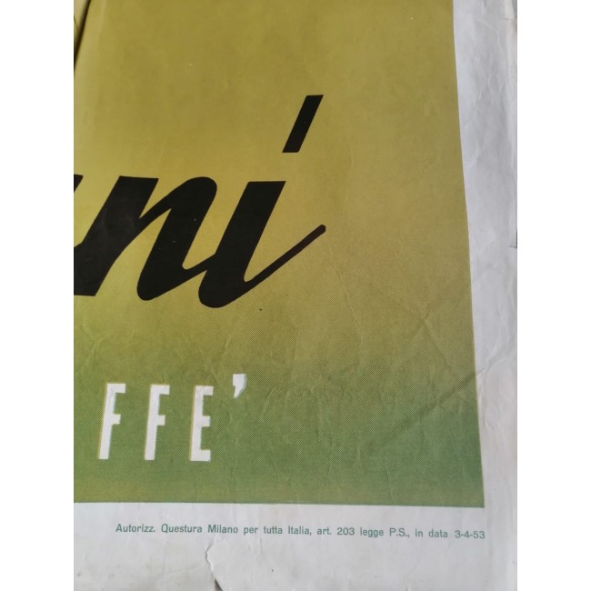 Manifesto Pubblicitario Originale Caffè Malto Setmani Anni 50
