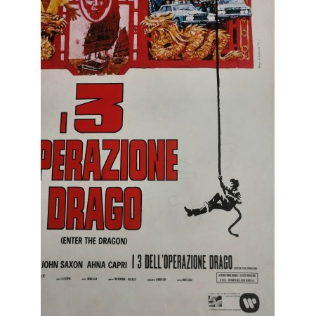 Locandina Originale I Tre Dell'Operazione Drago Bruce Lee -1973 - 33x70 CM