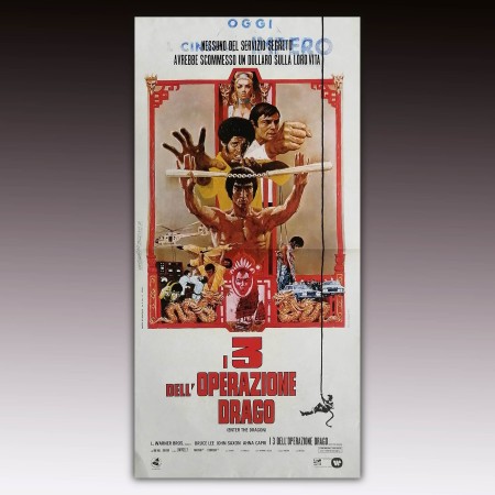 Locandina Originale I Tre Dell'Operazione Drago Bruce Lee -1973 - 33x70 CM