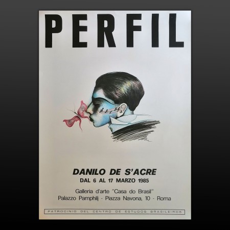 Manifesto Poster Originale Danilo De S'Acre PERFIL Mostra 1985