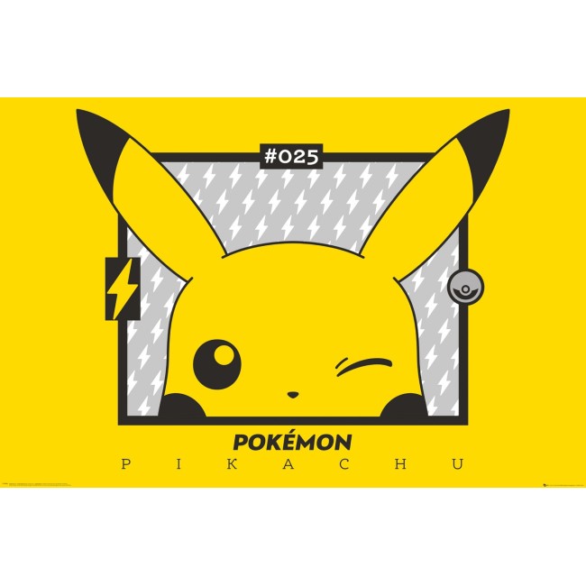 Poster Arte POKEMON Pikachu Wink Orizzontale Giallo Yellow 61X91,5 CM